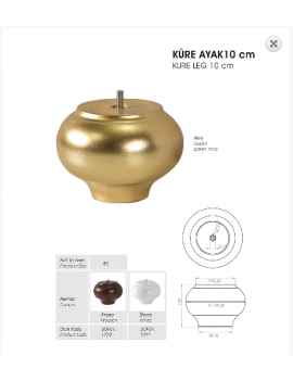 Mobilya Ayağı Plastik Küre 7 cm Altın *