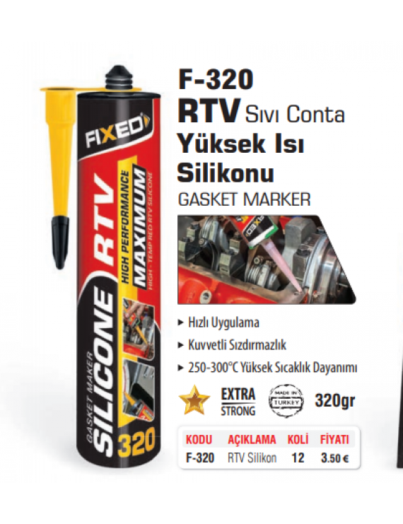 SGS F-320 Yüksek Isı Silikonu Sıvı Conta Kırmızı 320ml..