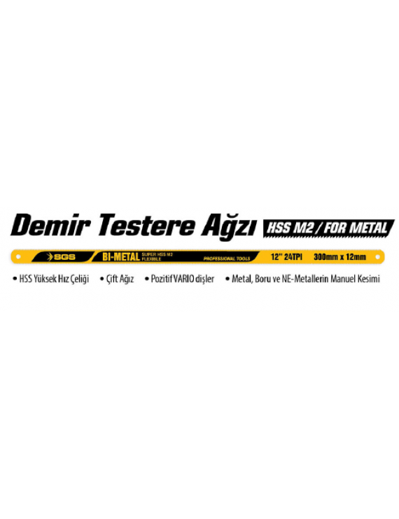 SGS207 Demir Testere Ağzı DAR 300mm x 12mm x 0,8mm