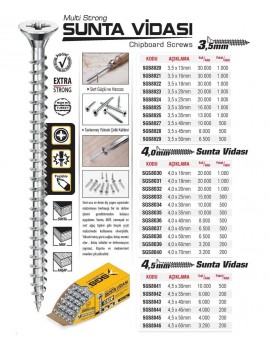 SGS8022 SUNTA VİDASI 3,5x18 MM (1000 ADET)