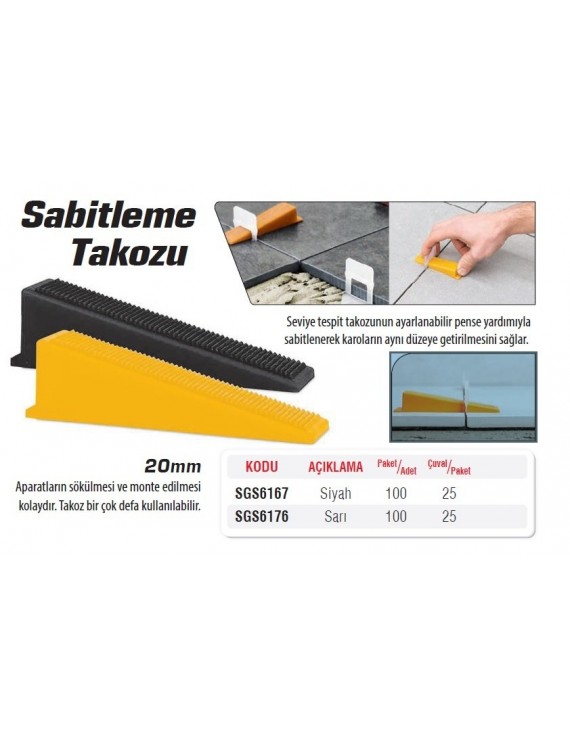 SGS6167 SABİTLEME TAKOZU SİYAH20mm..